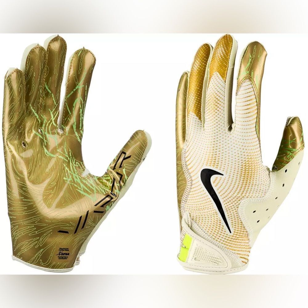 Nike Vapor Jet 8.0 Energy Swag Football Gloves Gold/White